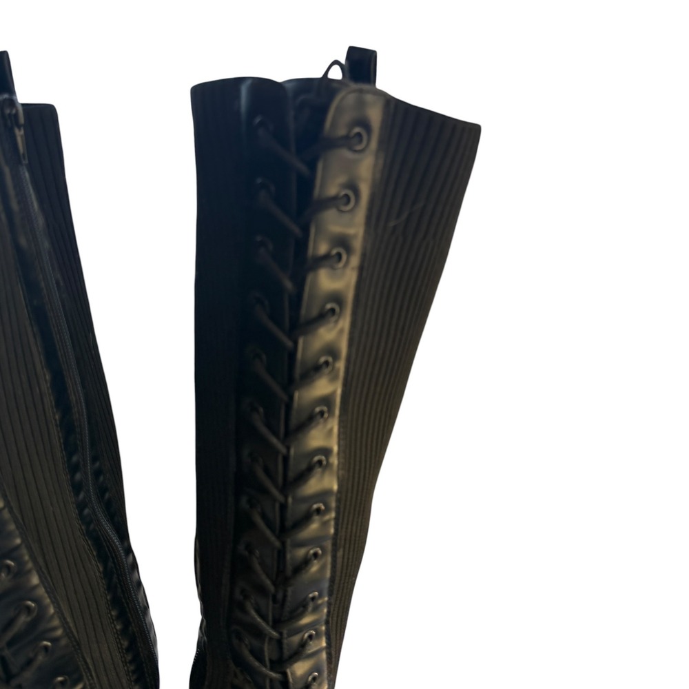 Truffle Collection Combat Boots Womens 10 Black Excellent Vegan Lug Sole Ribbed - Picture 5 of 16